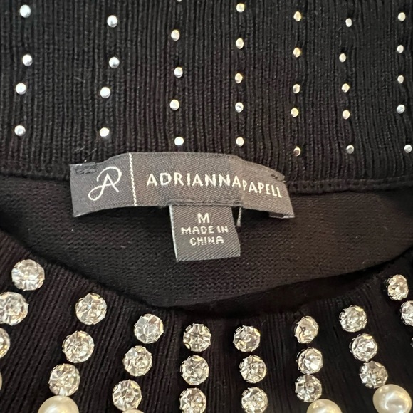 ADRIANNA PAPELL Black Pearl-Embellished Women's Top/size M - Picture 11 of 11